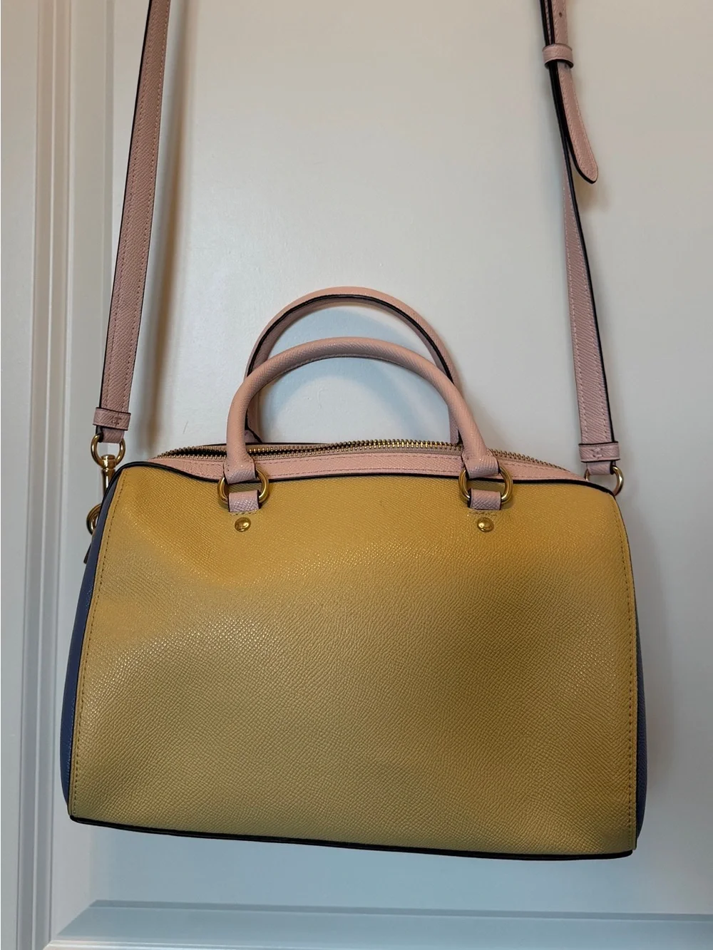 Coach Colorblock Pebble Leather Rowan Satchel in Vanilla Cream - Picture 6 of 10